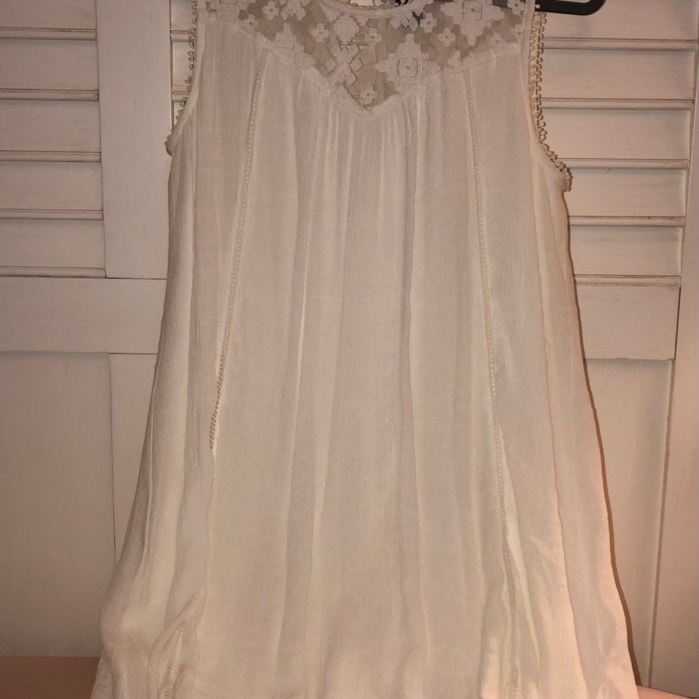 New Directions size M cream colored lace-top fully lined dress.